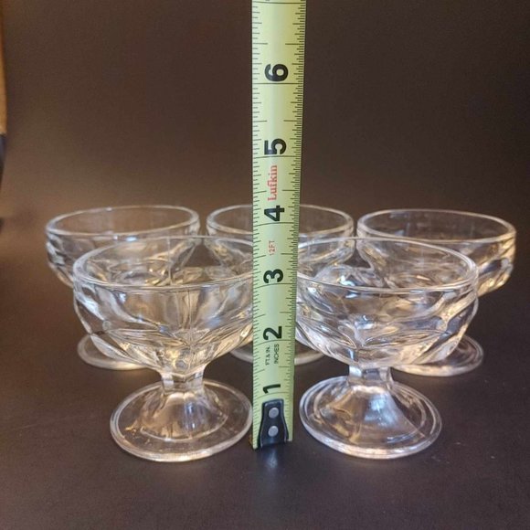 Federal Glass Footed Dessert Ice Cream Pudding Sherbet Cups Set 5 Vintage - Picture 7 of 7